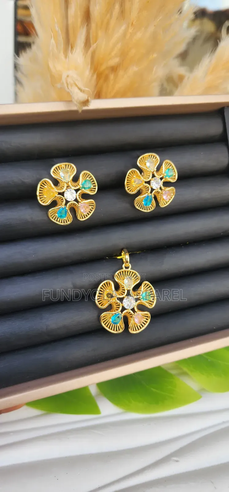Seablue Stone Earring and Pendant