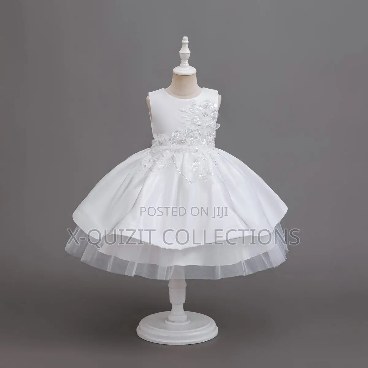 Luxury Satin Floral Appliqué Princess Dress (4y-7y)