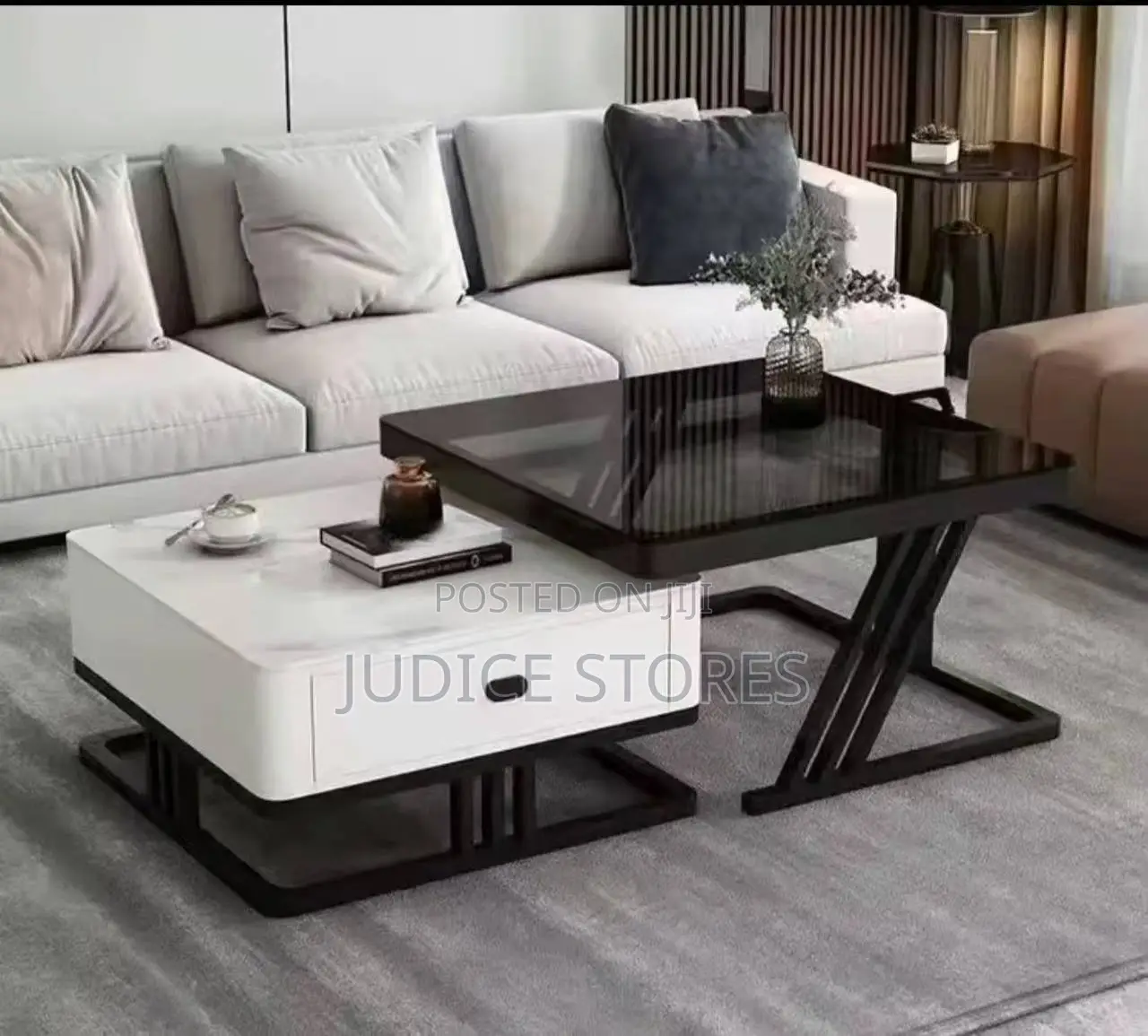 Luxury Marble and Glass Center Table With Drawer