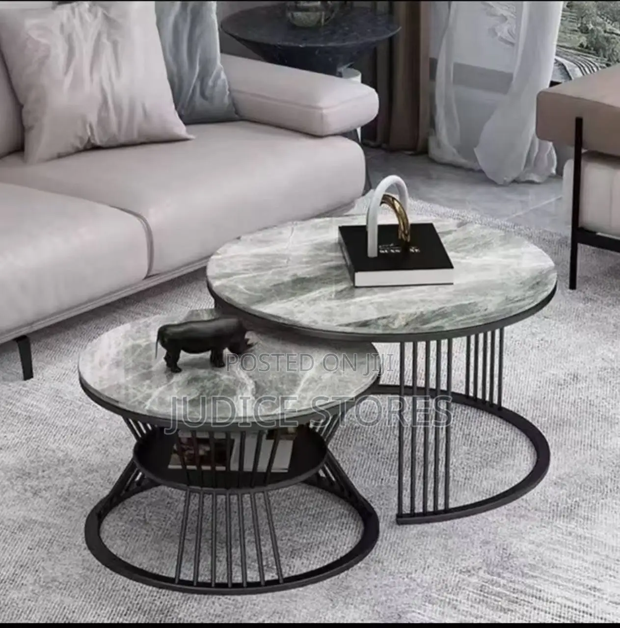 Real Marble Twin Center Table White and Gold Legs