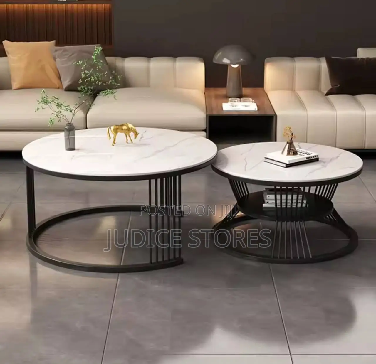 Real Marble Twin Center Table White and Gold Legs