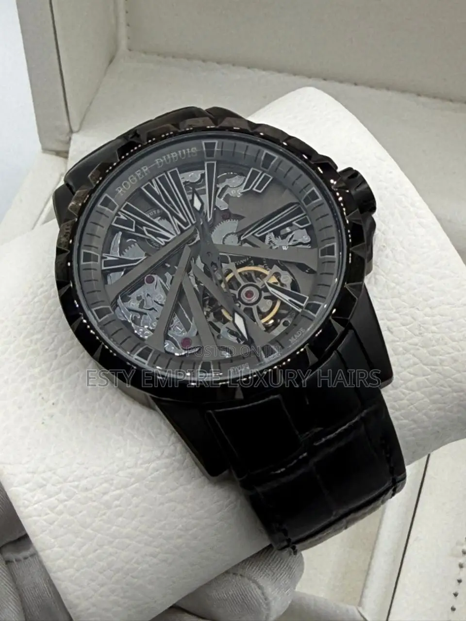 Roger Dubuis Quality Luxury Men Genuine Leather Wristwatch