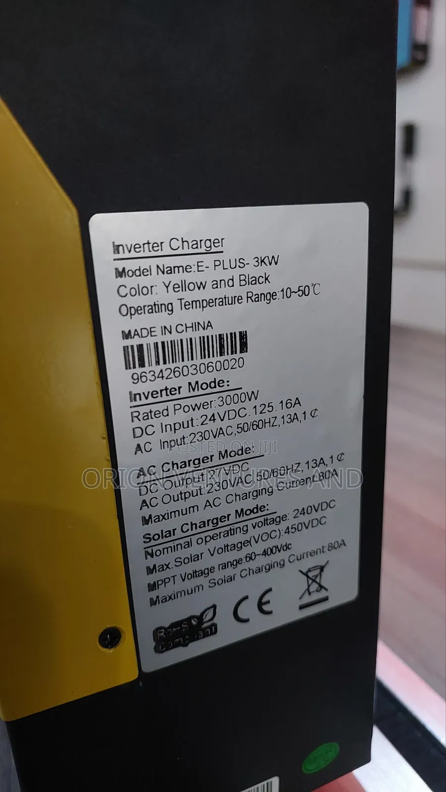 3kva 24v Hybrid Inverter (Yellow) - Works With or Without Battery