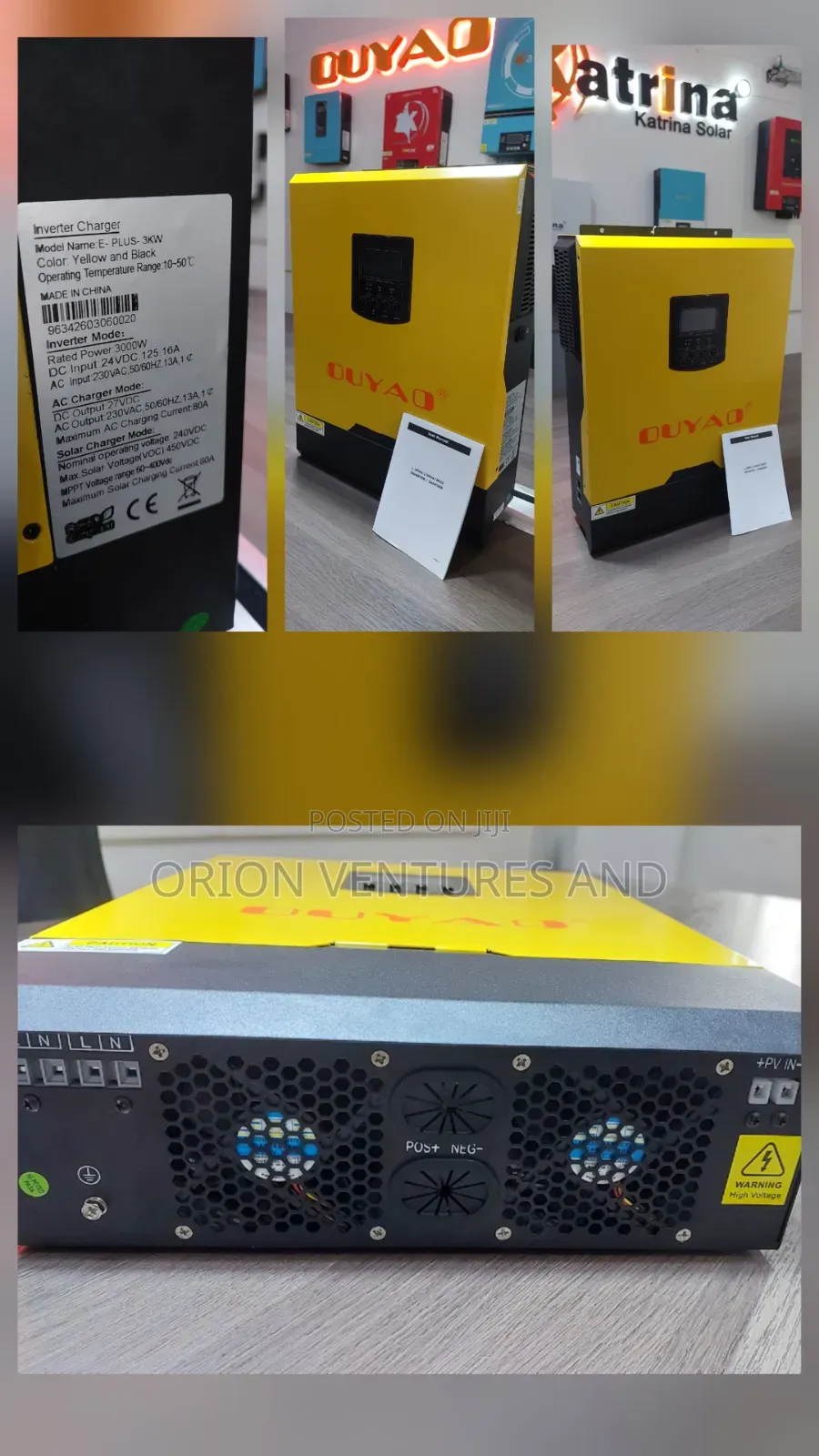 3kva 24v Hybrid Inverter (Yellow) - Works With or Without Battery
