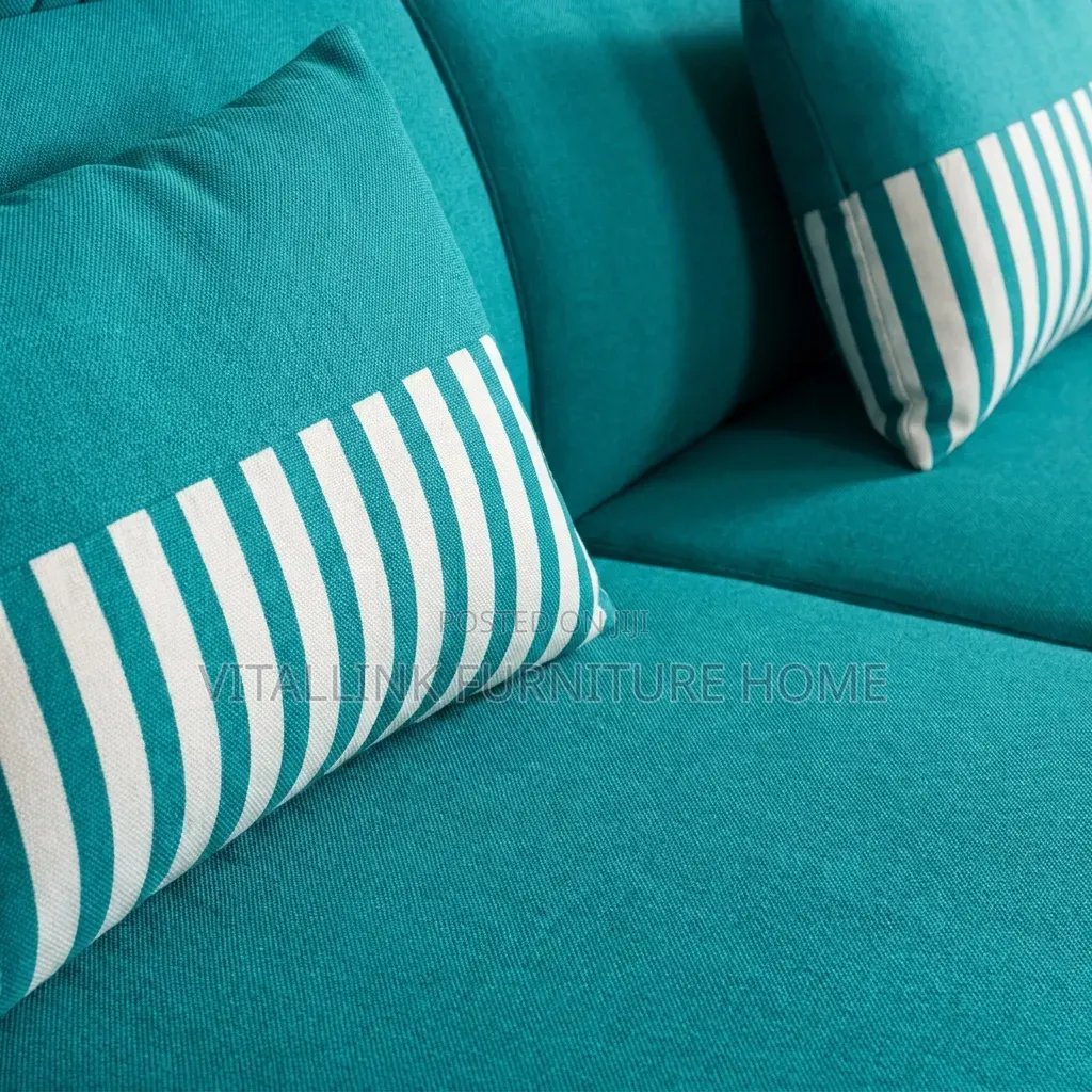2-Piece Modern Teal Sofa Set – 3-Seater Loveseat With Pillows