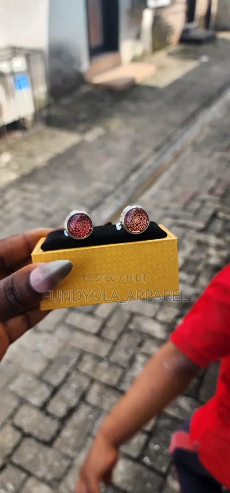 Red and Silver Mix Cufflinks