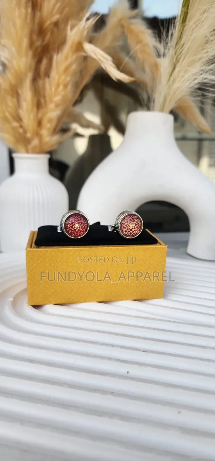 Red and Silver Mix Cufflinks