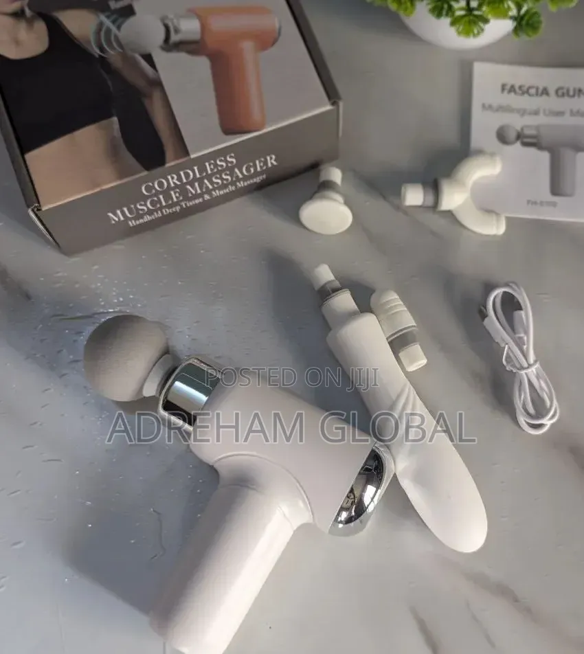 Handheld Massage Gun Thrusting Dildo Vibrator-With 4 Heads + 1dildo
