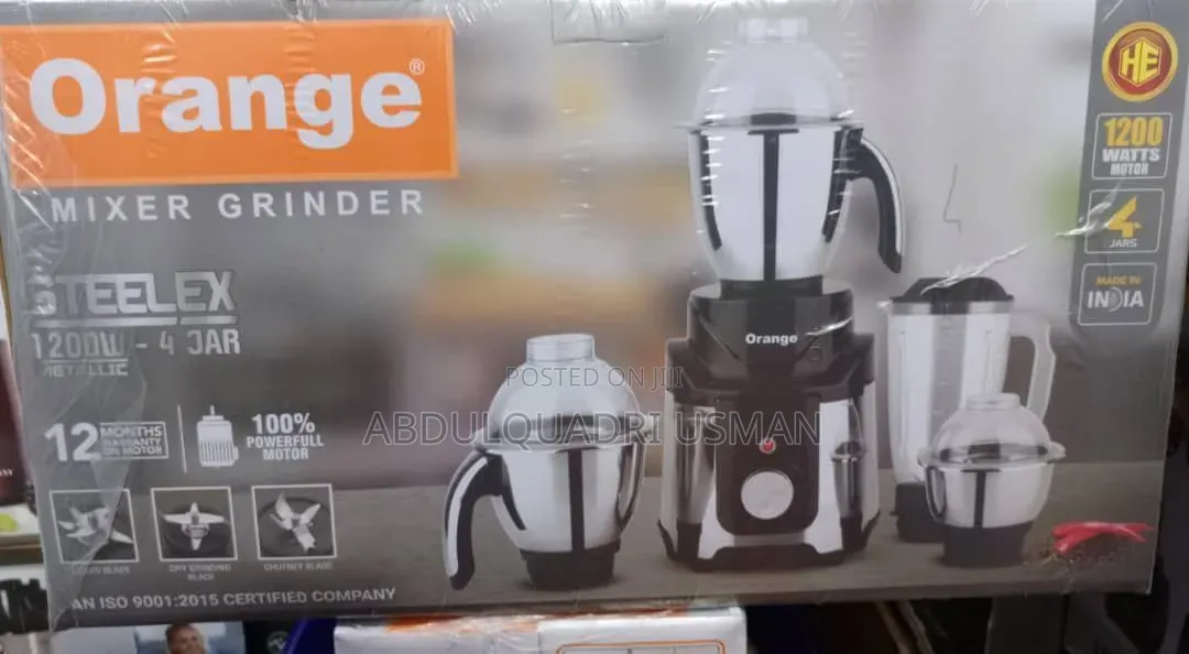 Orange Mixer Grinder 1200 Watts