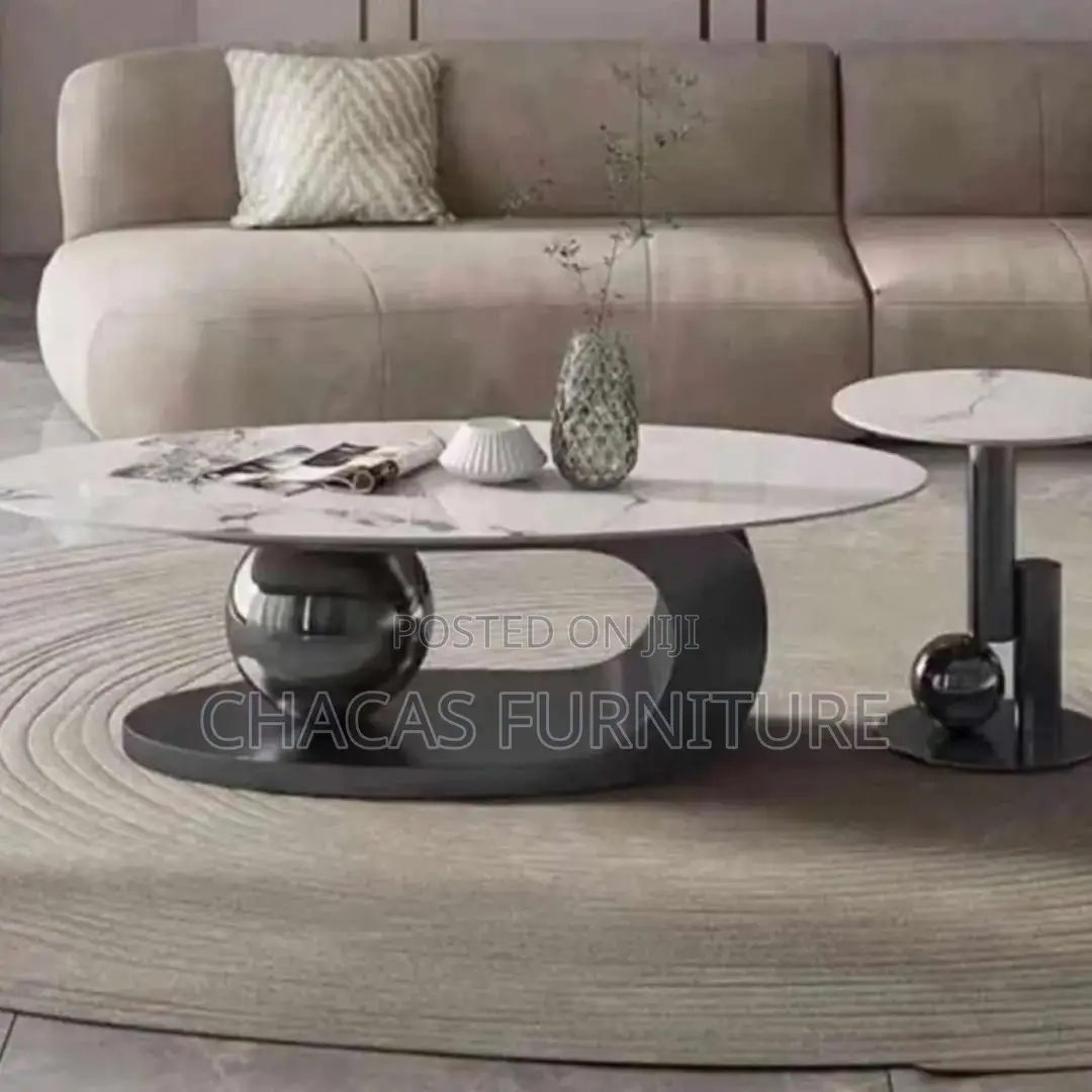 Luxury Marble Coffee Table Set - Modern Center Table Side Stool