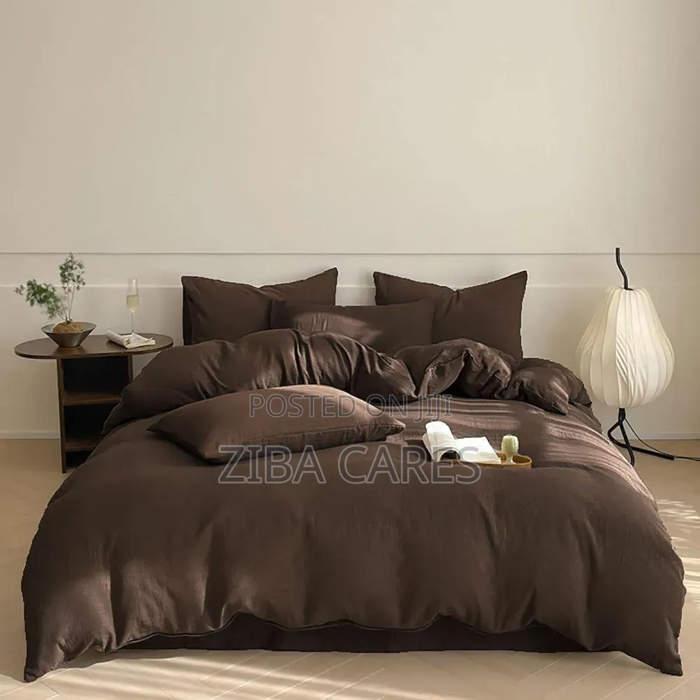 Silk Brown Bed Sheets / Pillowcase/Duvet Set