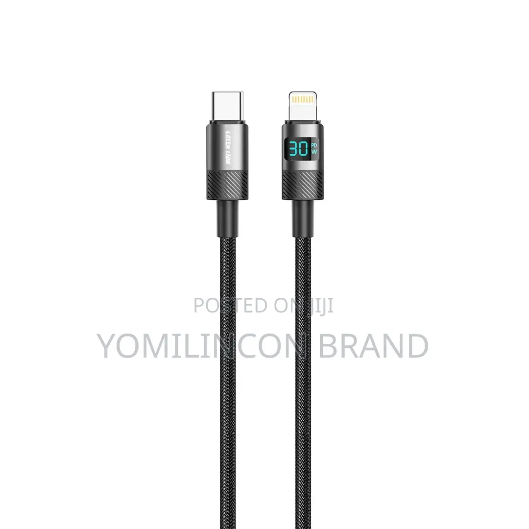 Green Lion Led Display Braided Usb-C to Lightning Cable