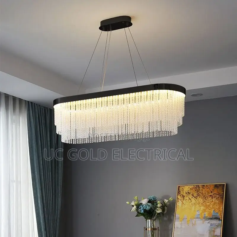 Modern Crystal Chandelier Round Oval Ceiling Pendant Light for Living