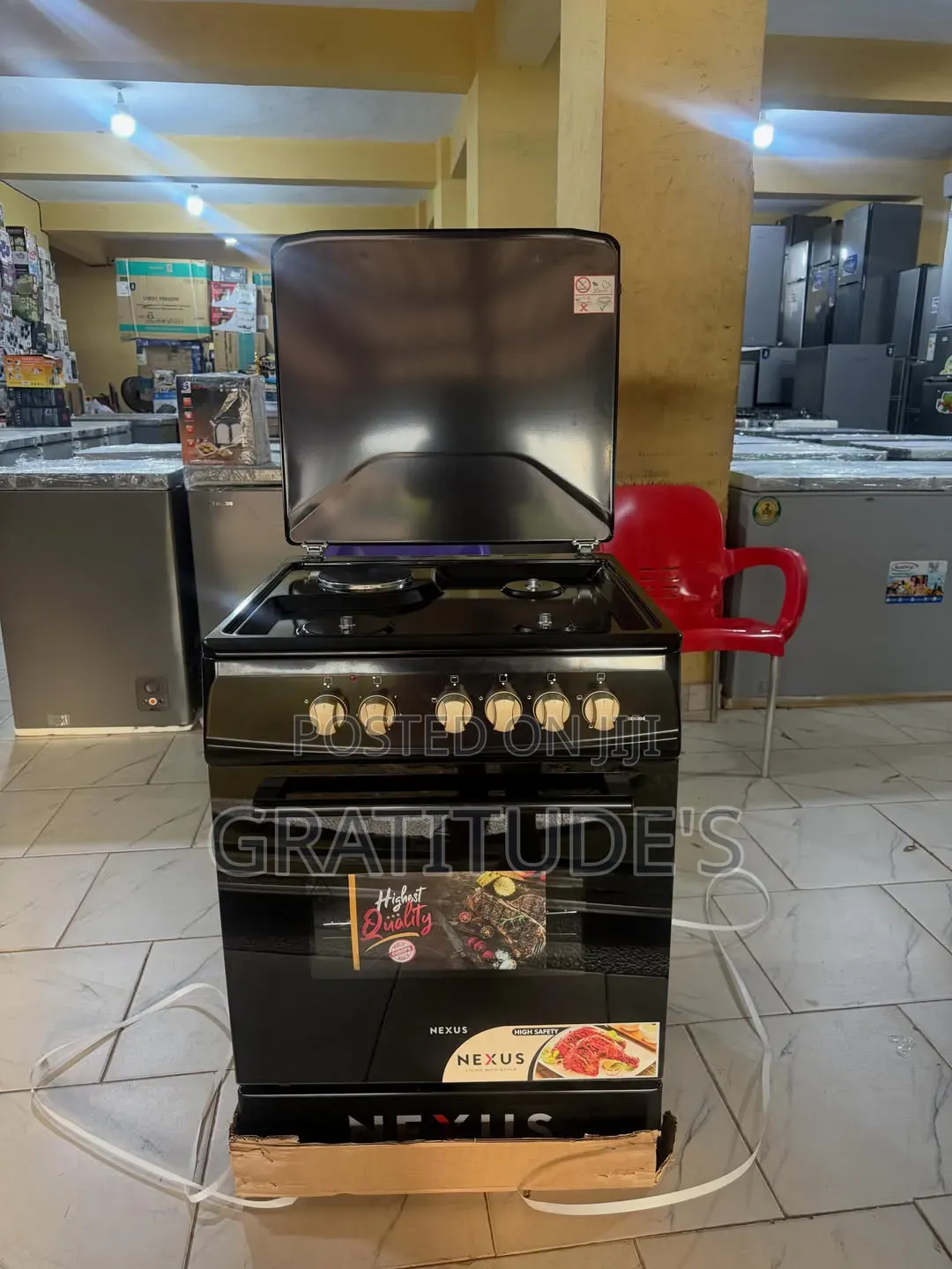 Nexus Standing Gas Cooker Size:60*60 3 Burner 1 Electric