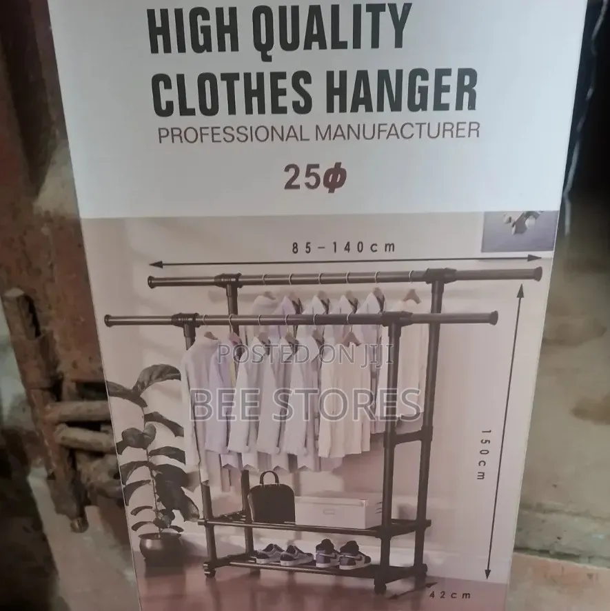 High Quality Double Pole Clothe Hanger With Shoe Rack