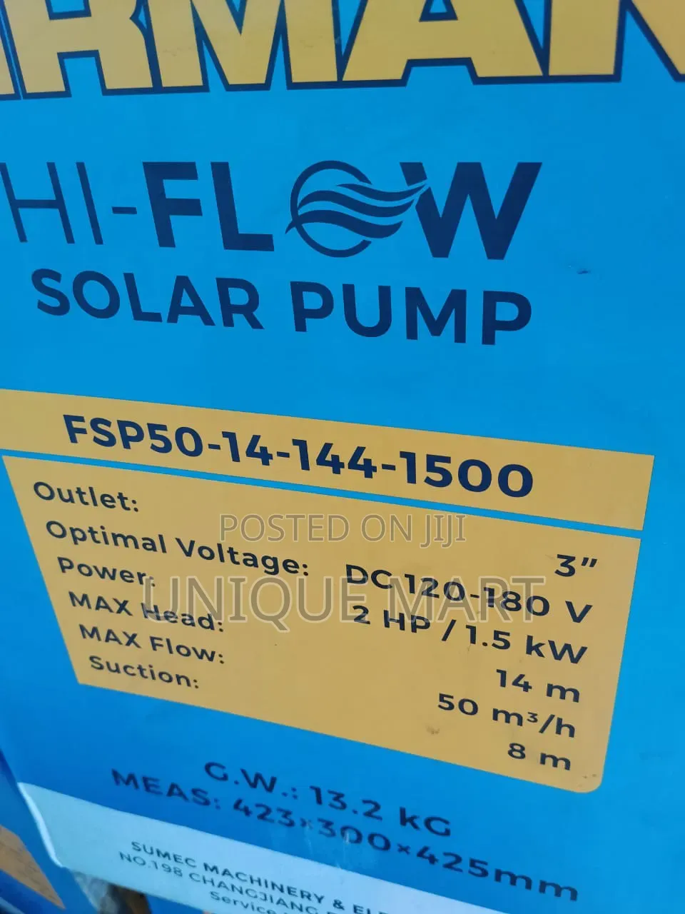 2hp Firman Dc Solar Irrigation Water Pump. 100% Copper Coil