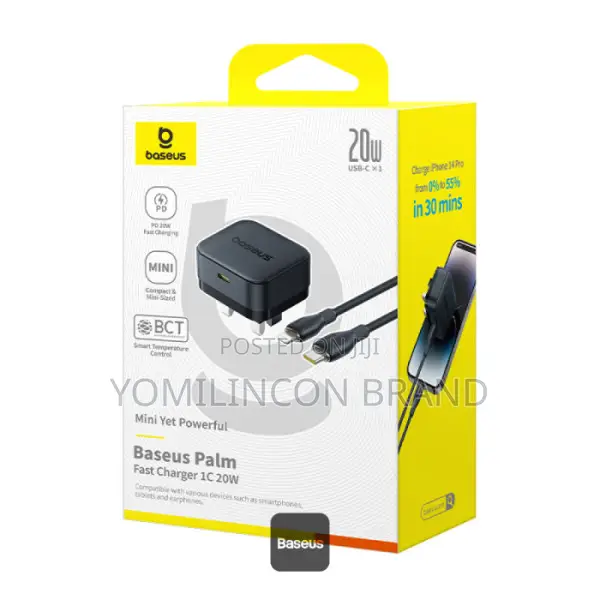 Baseus Palm 20w Fast Charger + Usb-C to iPhone Cable 1m - Black