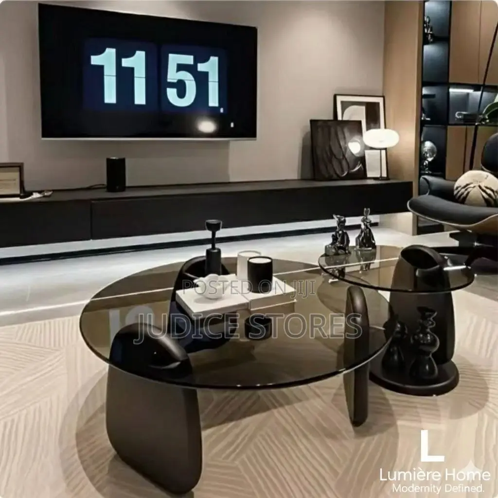 Round Glass Center Table Aesthetic Furniture Size:90cm and 50cm