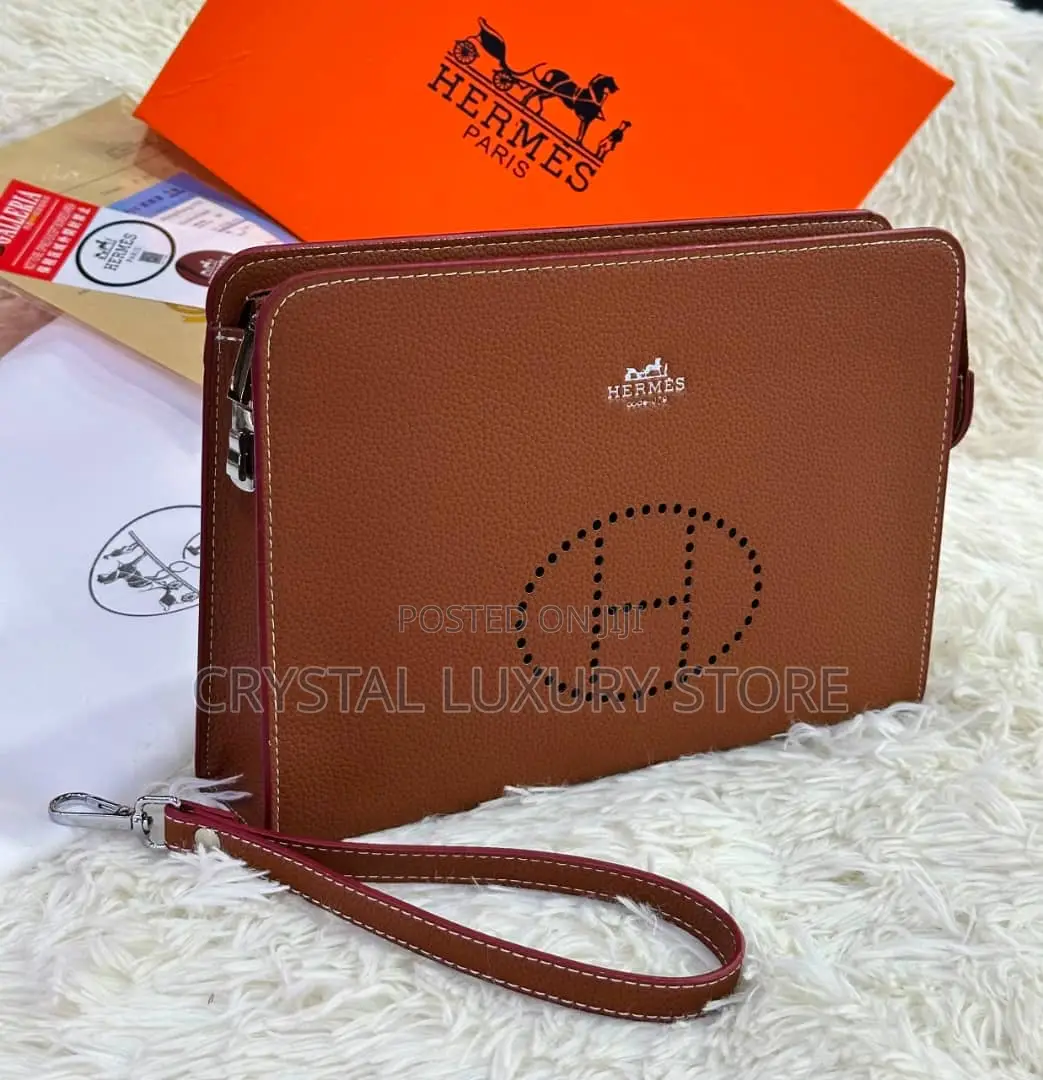 Hermes Quality Luxury Men Genuine Leather Armpit Purse