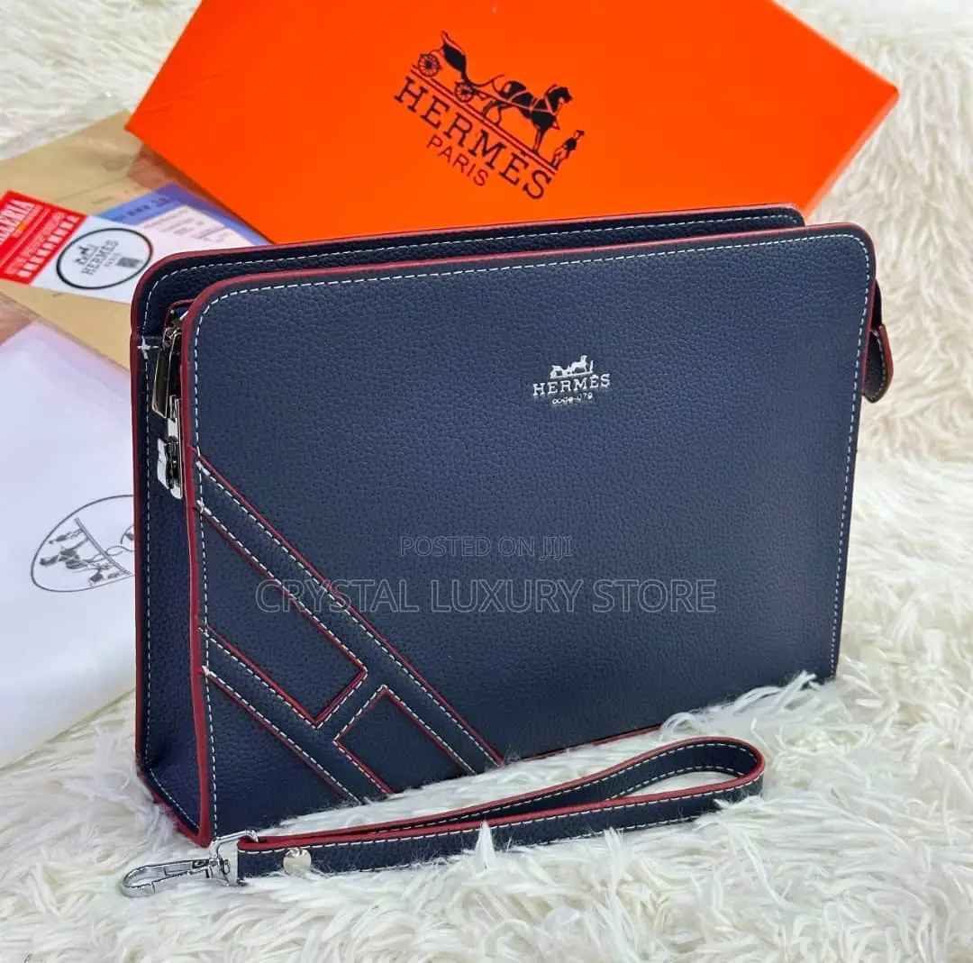 Hermes Quality Luxury Men Genuine Leather Armpit Purse