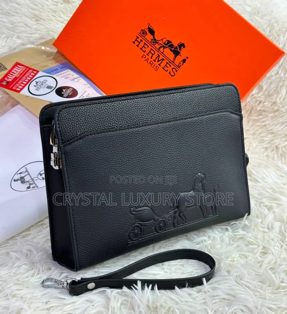 Hermes Quality Luxury Men Genuine Leather Armpit Purse