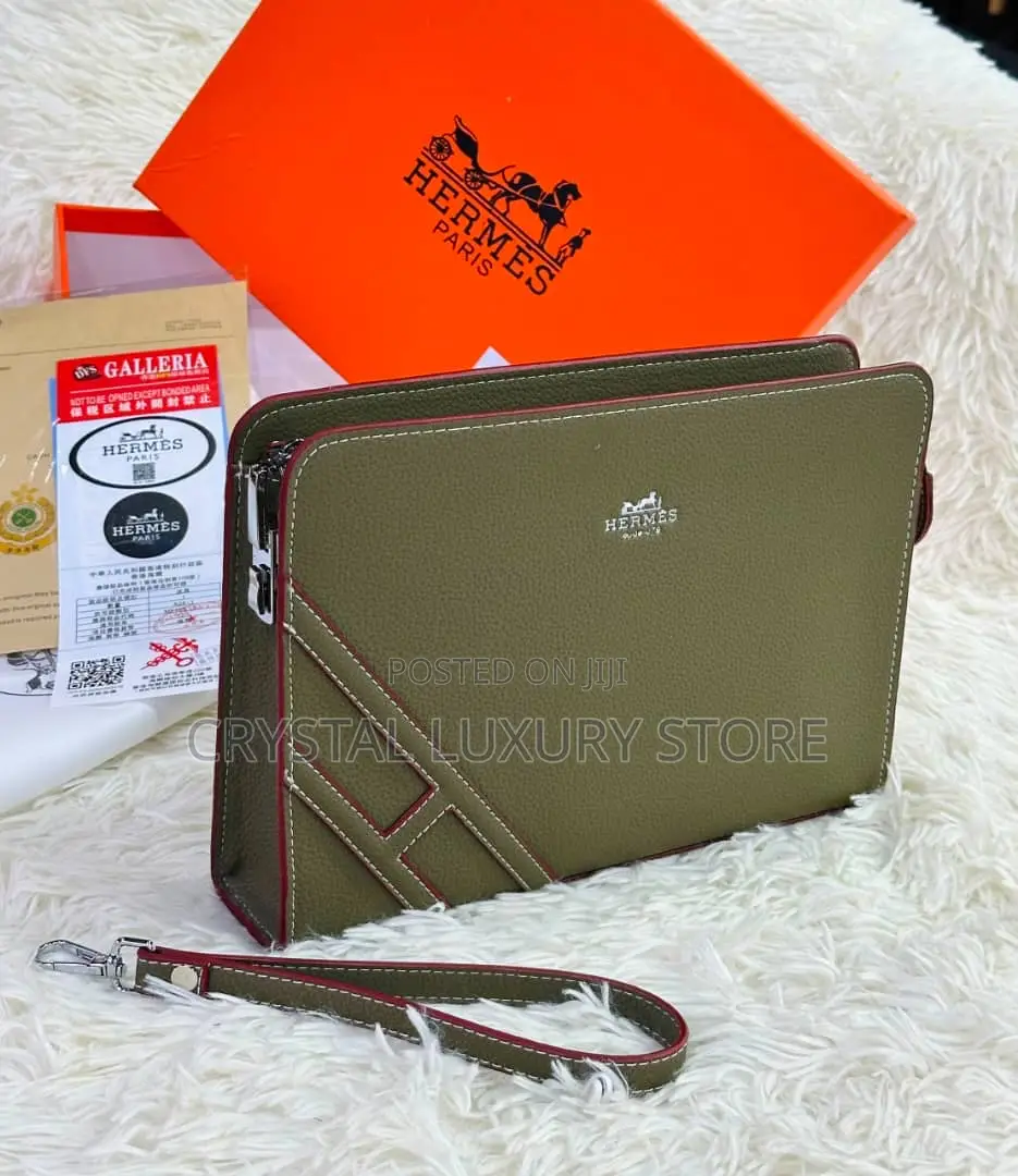 Hermes Quality Luxury Men Genuine Leather Armpit Purse