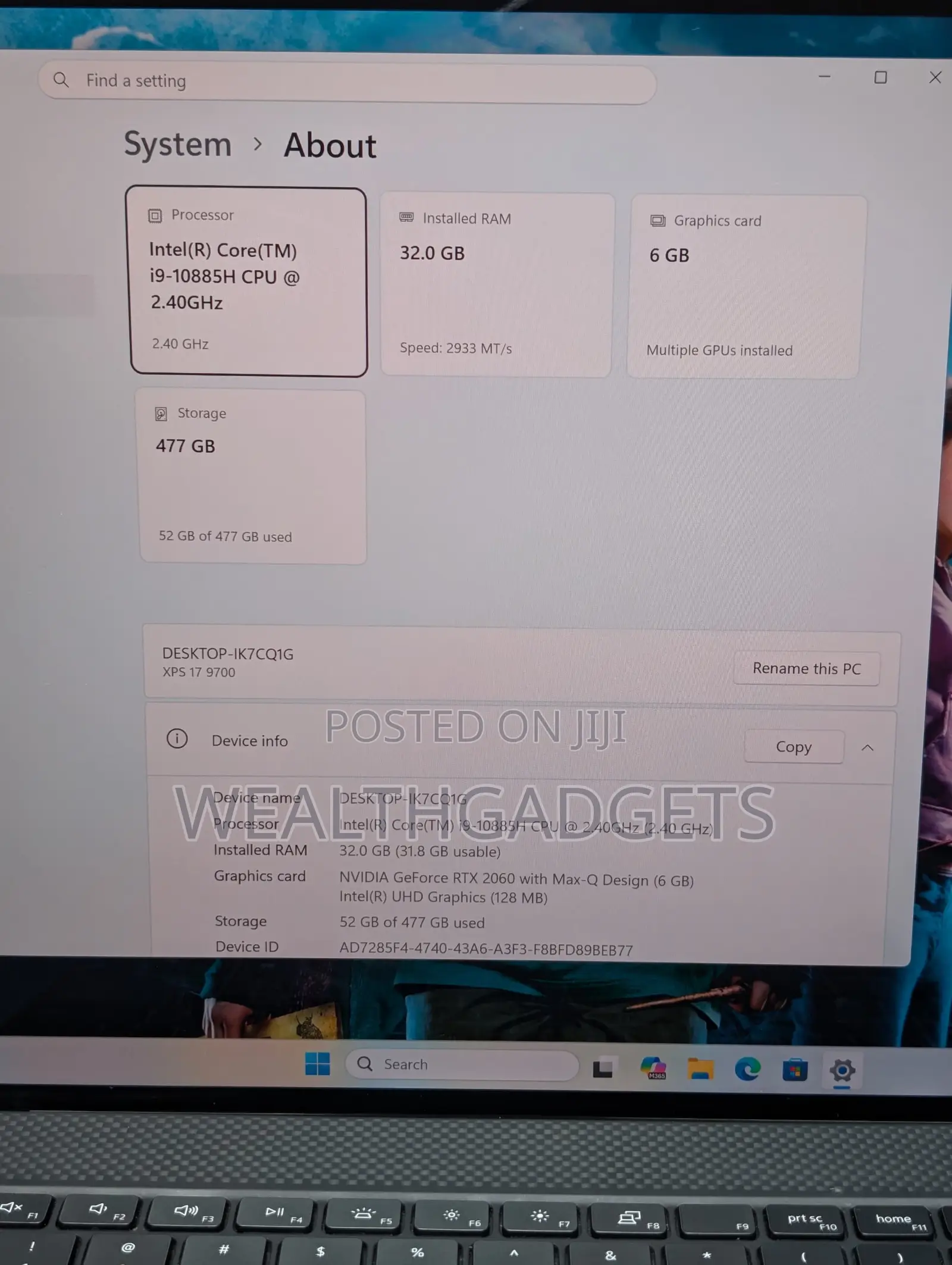 Laptop Dell XPS 17 9700 32GB Intel Core i9 SSD 512GB