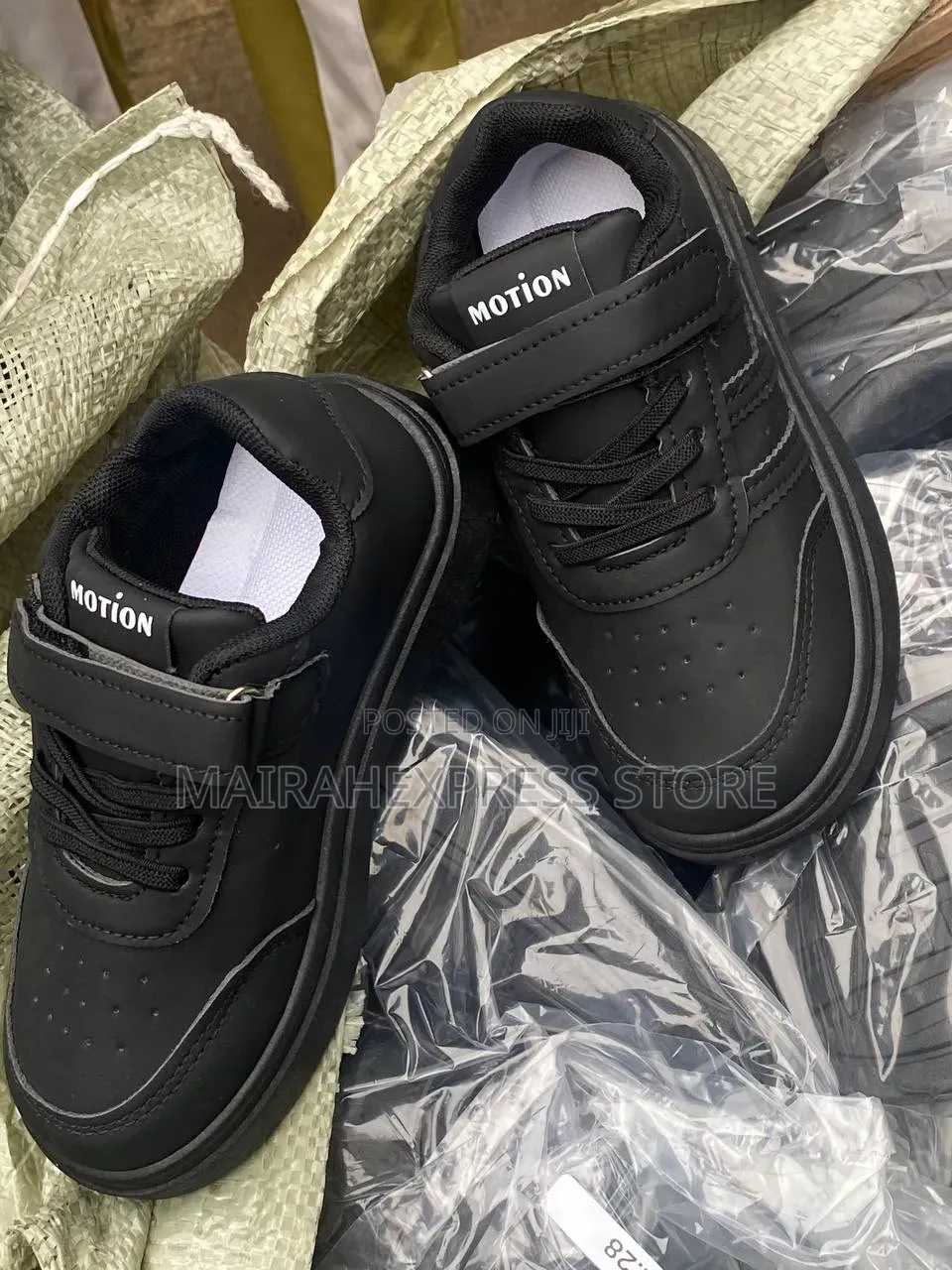 Single Strap Black Sport Sneakers
