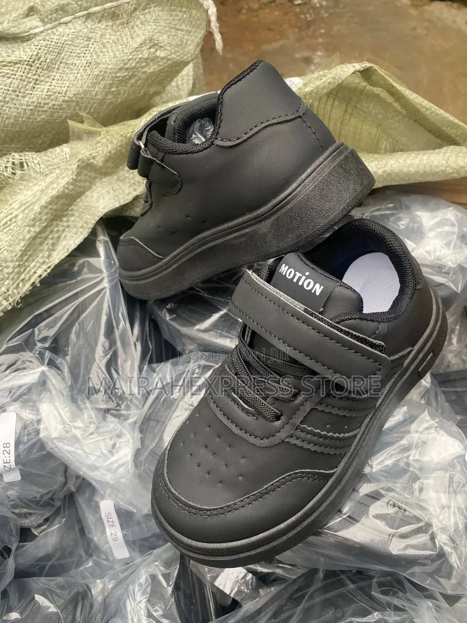 Single Strap Black Sport Sneakers