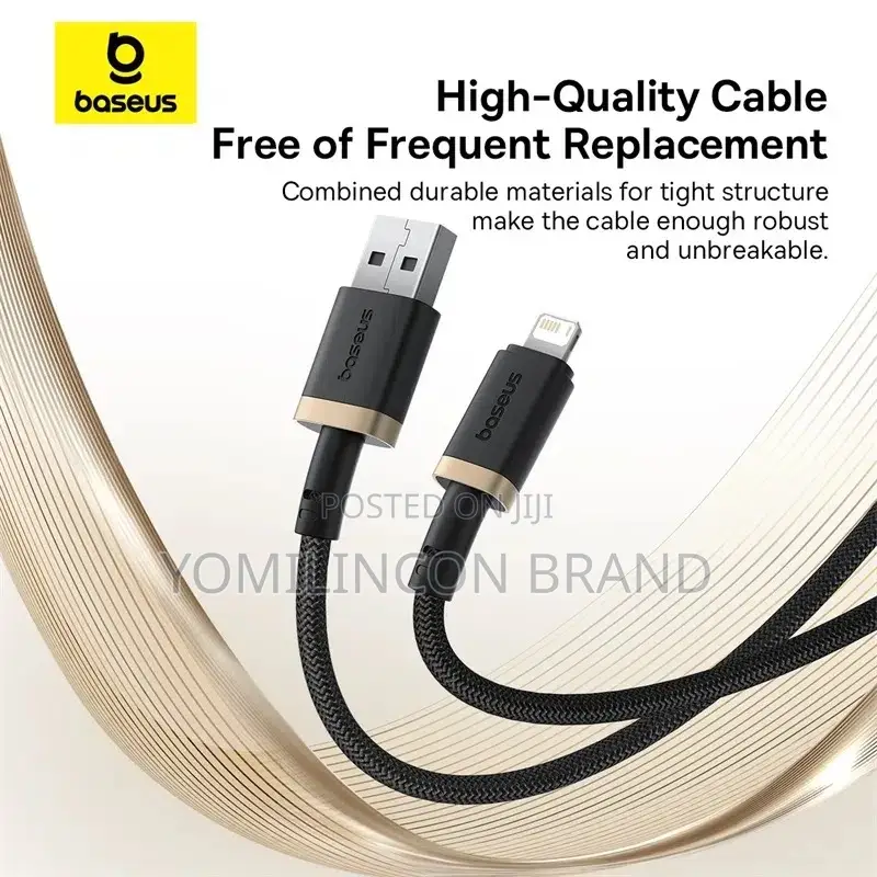 Baseus Dura Series Fast Charging Cable Usb to Ip 2.4a 1m Gold+Black