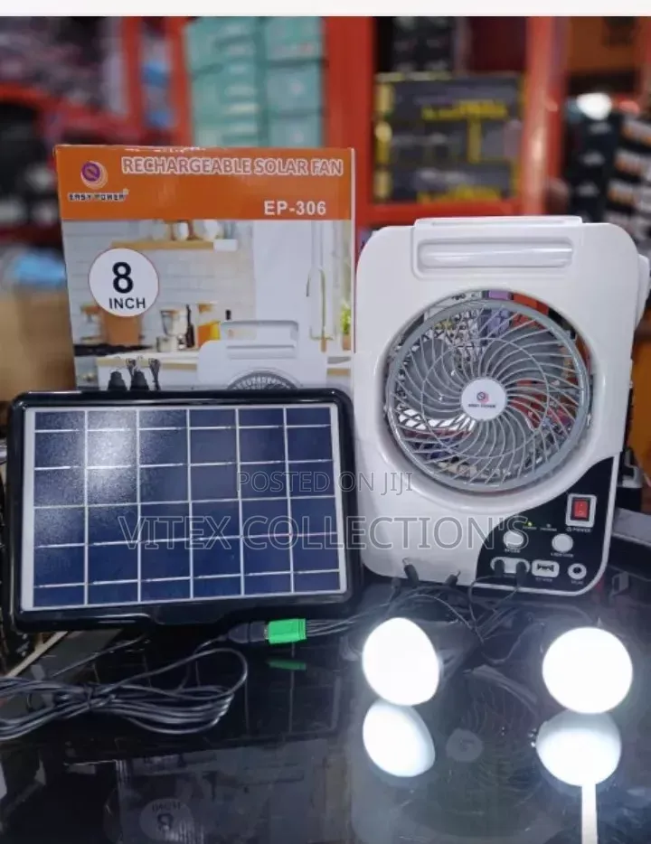 8inches Rechargeable Solar Fan