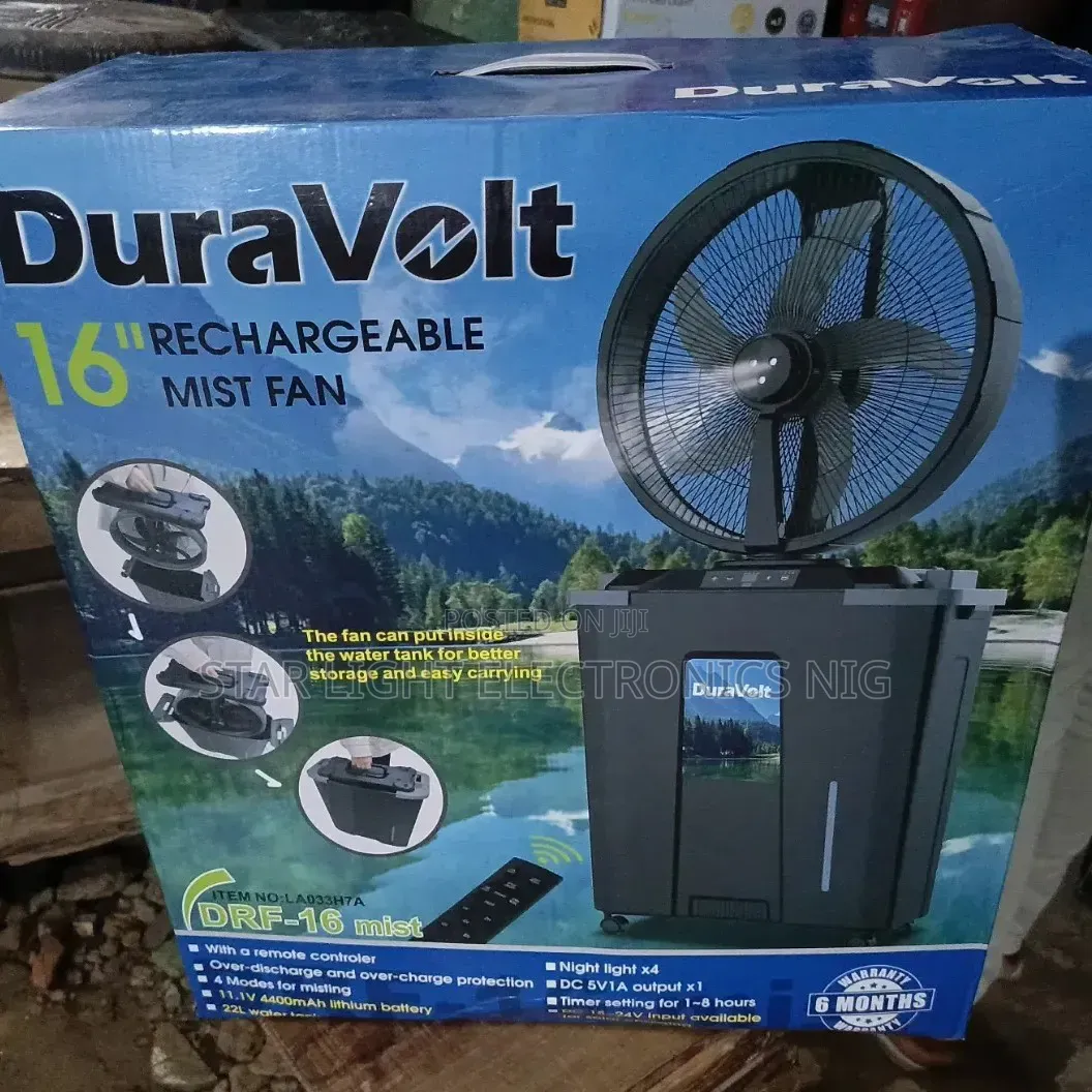 Duravolt 16 Inches Rechargeable Mist Fan