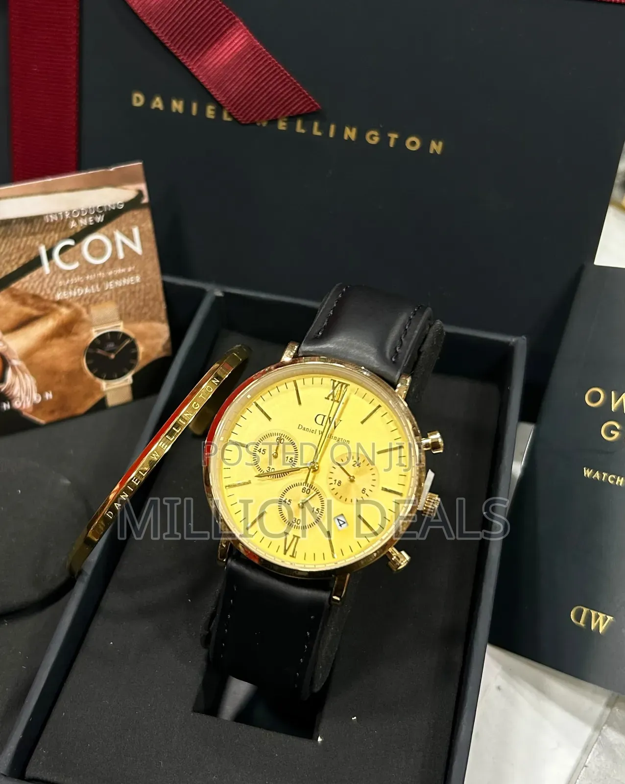2 Pieces Luxury Men's Leather Wrist Watch N Bracelet