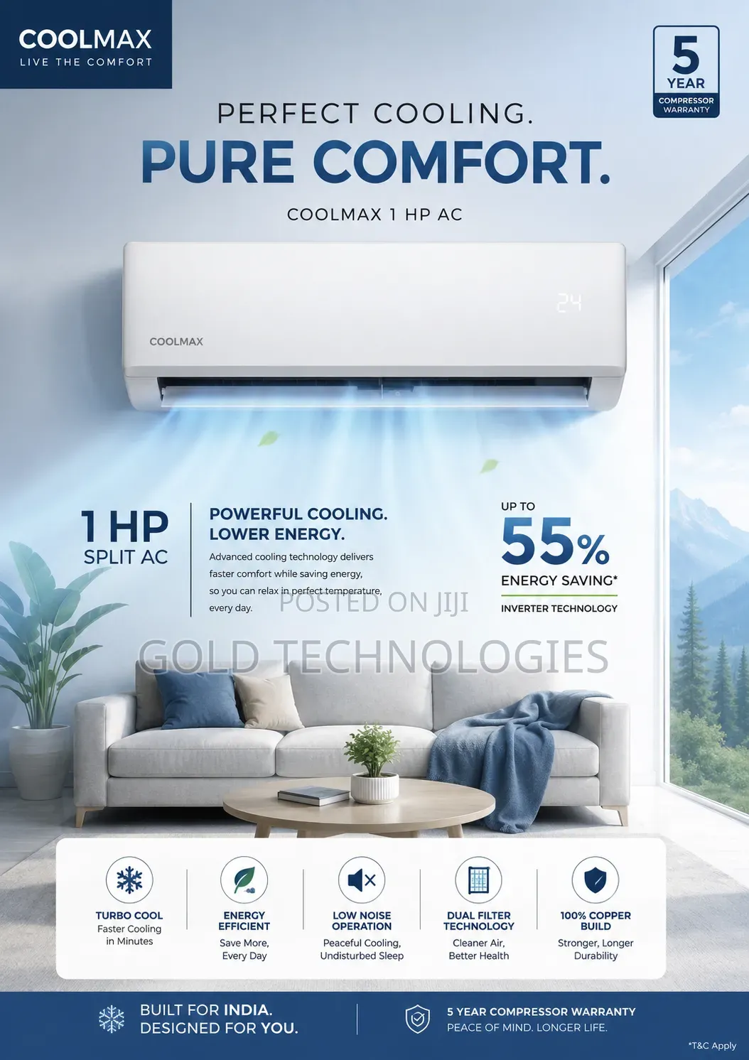 1hp Air Conditioner, Efficient and Super Cooling Ac of Various Brands