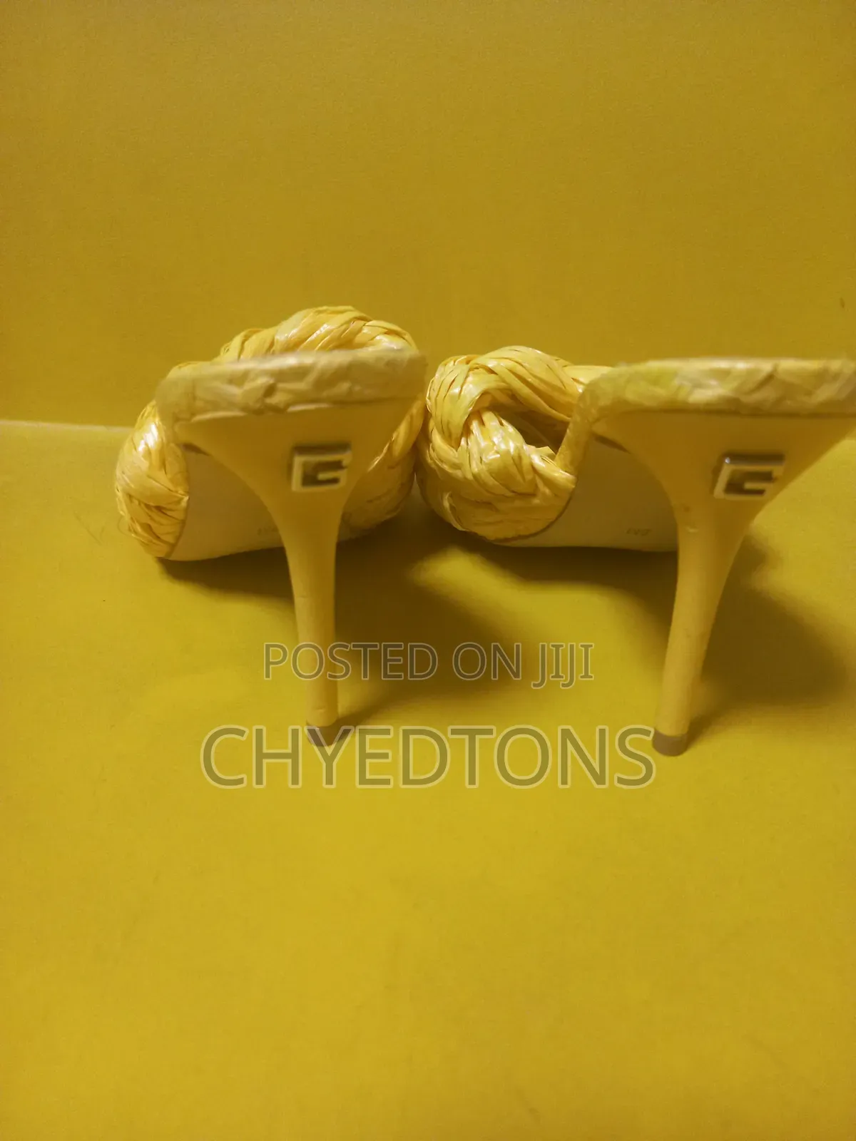 Guess Yellow Woven Braided High Heel Mules Slides - Size 8 (Nwob)
