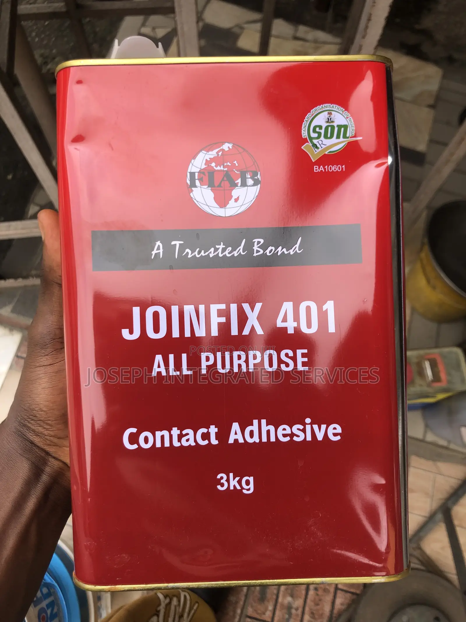 3kg Tin of Fiab Joinfix 401, an All-Purpose Contact Adhesive