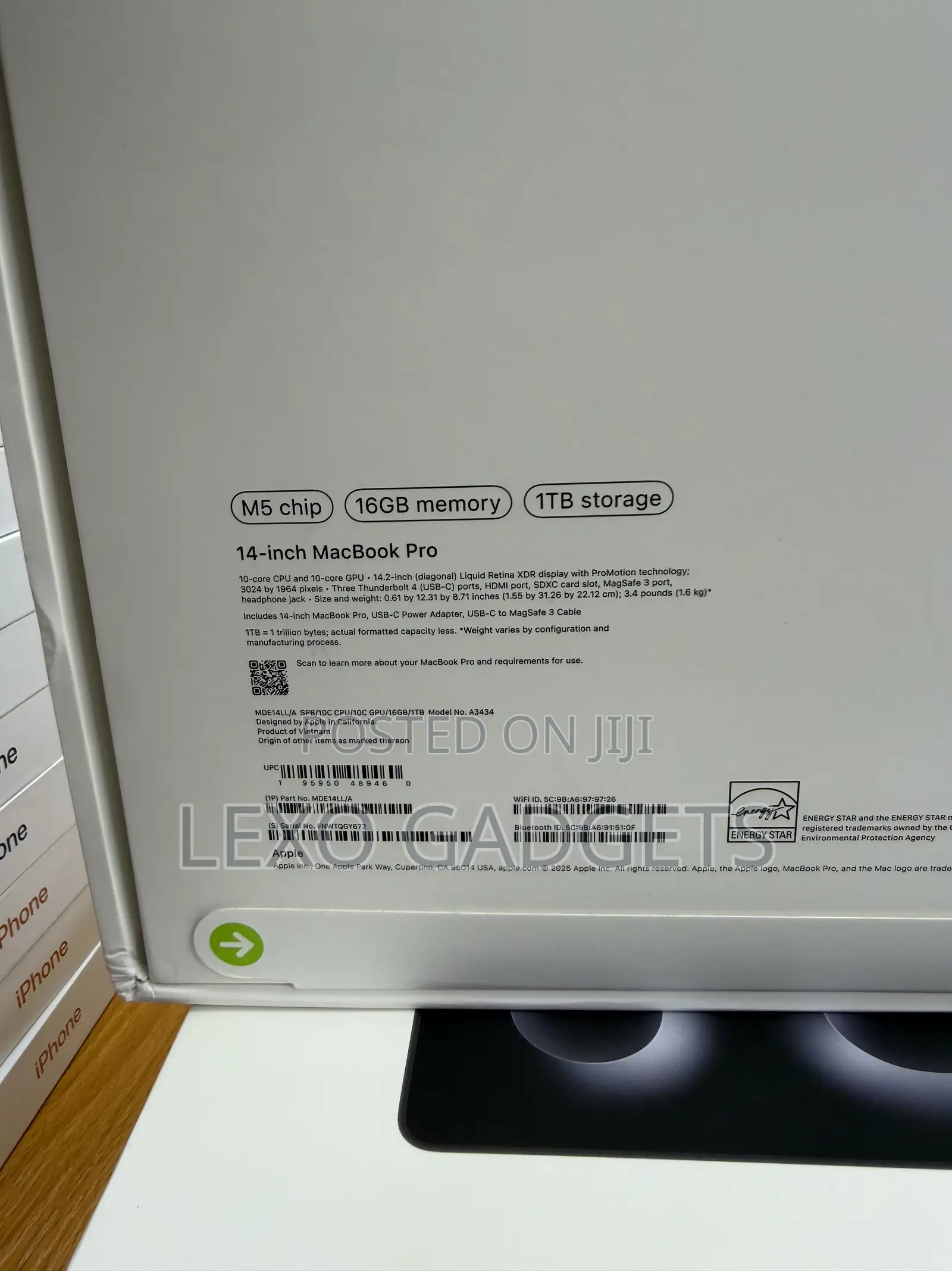 New Laptop Apple MacBook Pro 2025 M5 16GB Apple M5 SSD 1T