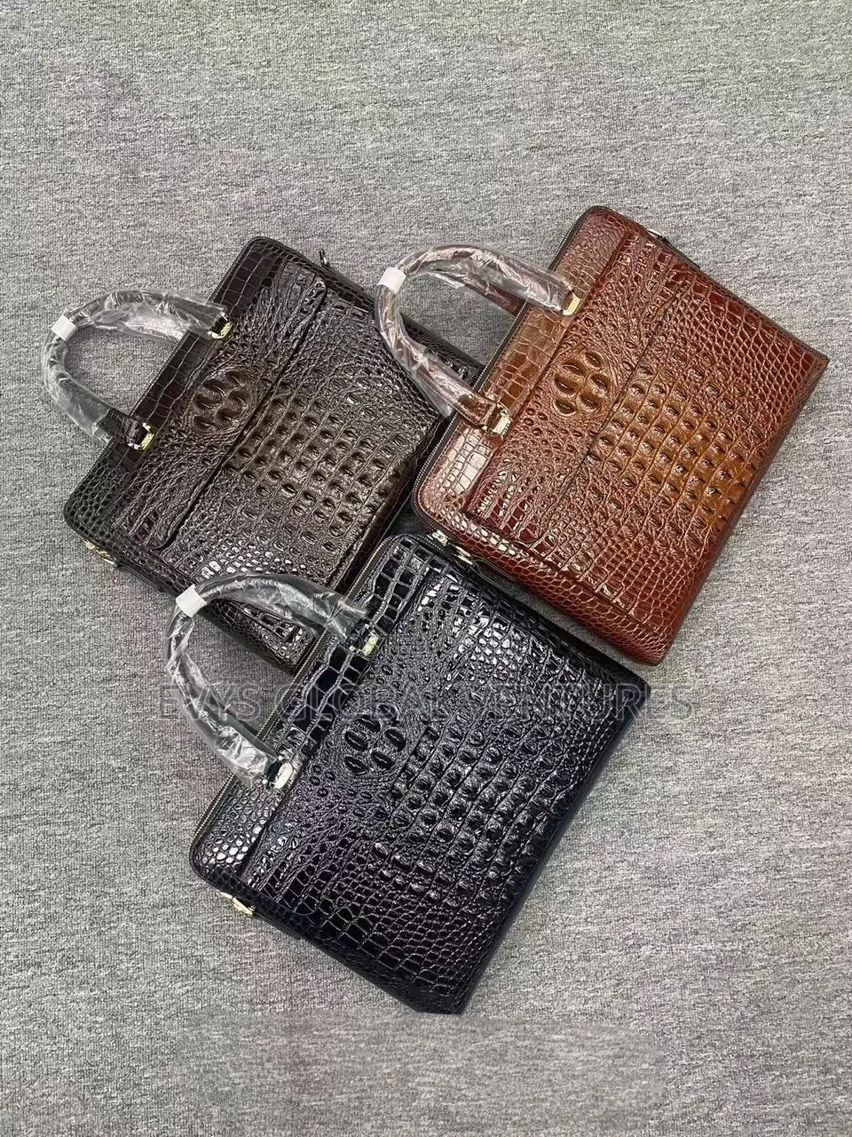 Crocodile Skin Leather Laptop Bag