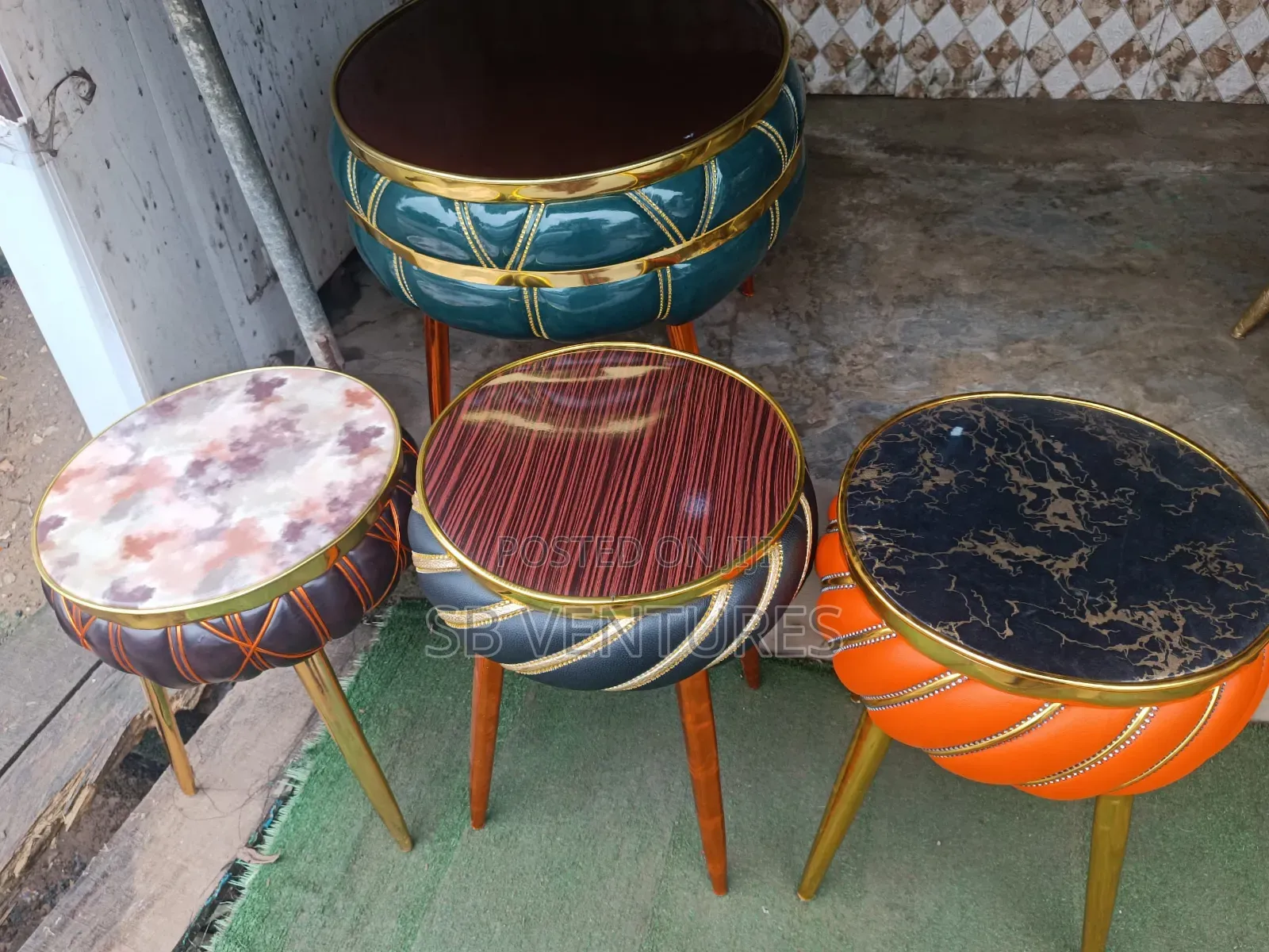 Gold Colour Side Stool