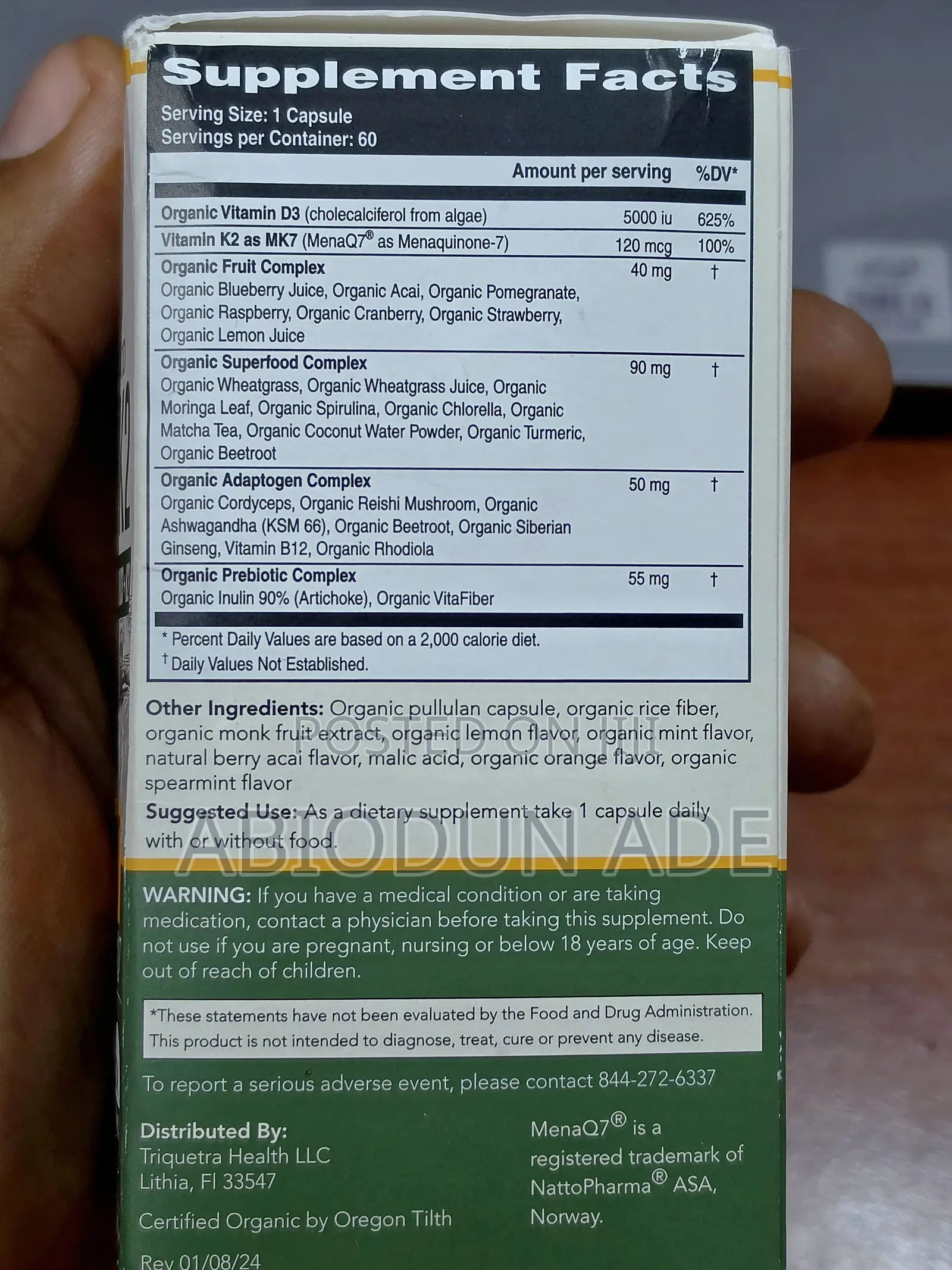 Triquetra Plant- Whole Food Vitamin D3 + | 5000 Iu | 60 Capsules