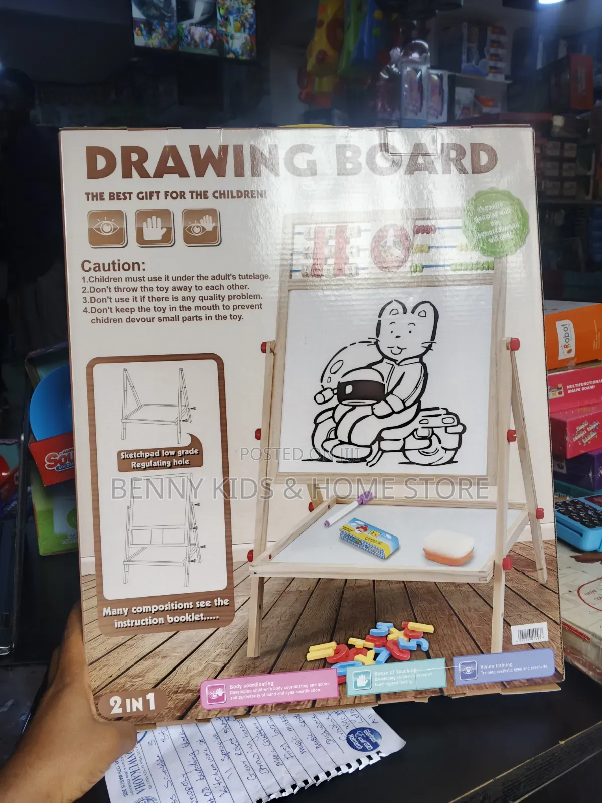 Wooden Kids Folding Drawing Board Educational Easel