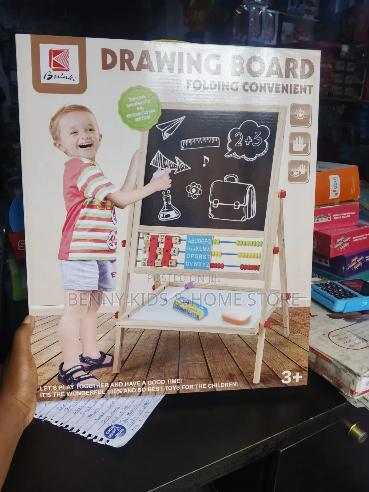Wooden Kids Folding Drawing Board Educational Easel