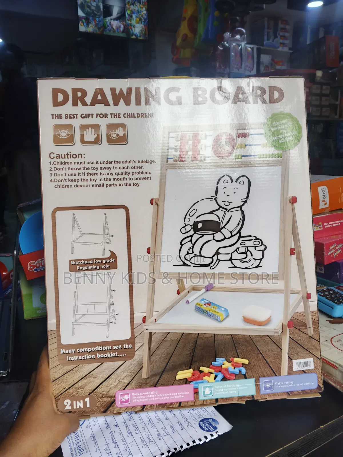 Wooden Kids Folding Drawing Board Educational Easel