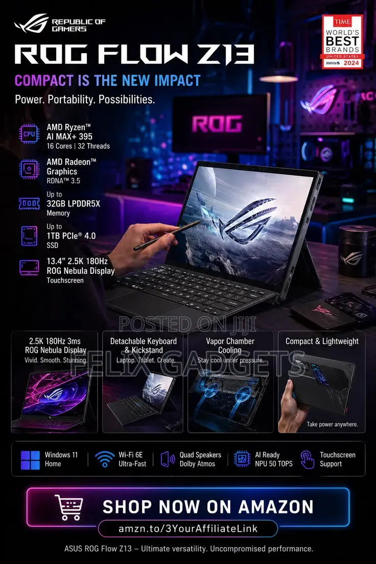 New Laptop Asus ROG Flow Z13 128GB AMD Ryzen SSD 1T