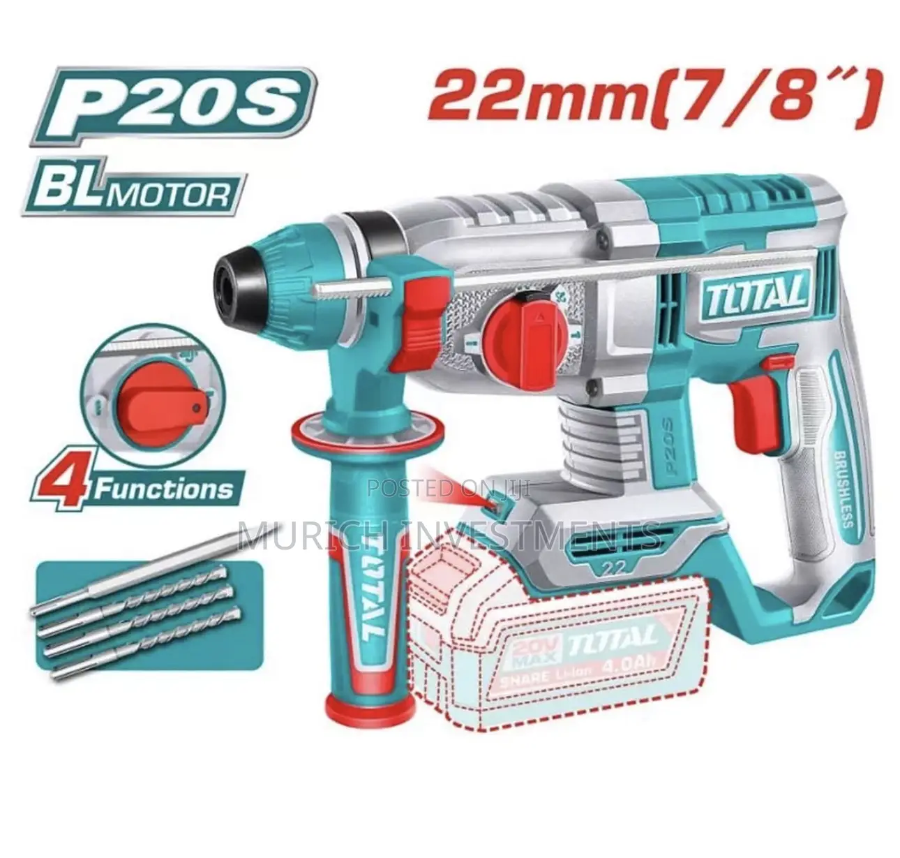 Total Cordless 4pcs Combo Kit – 20v Professional Power Tool Set