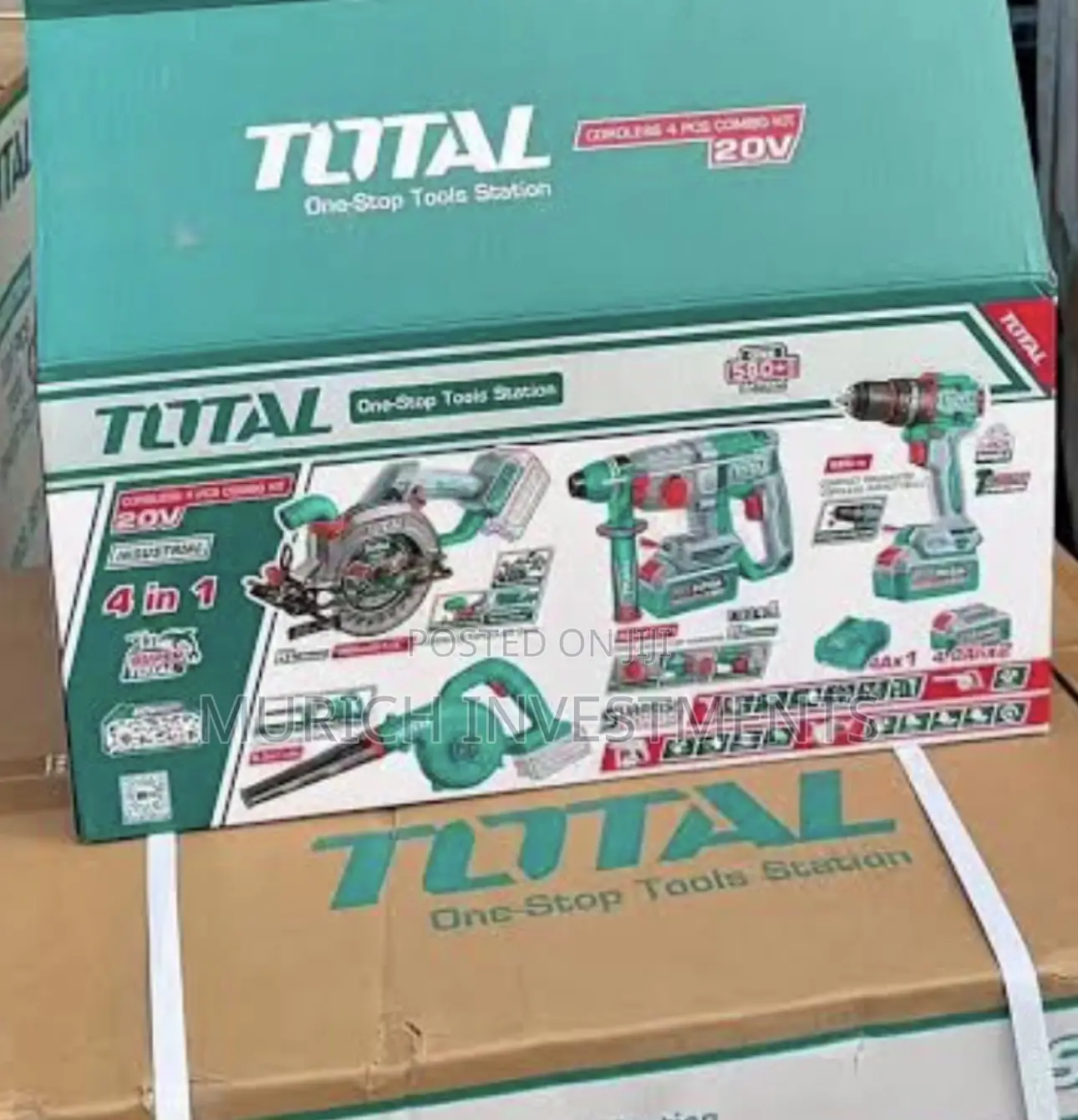 Total Cordless 4-in-1 Power Tool Combo Kit – 20v