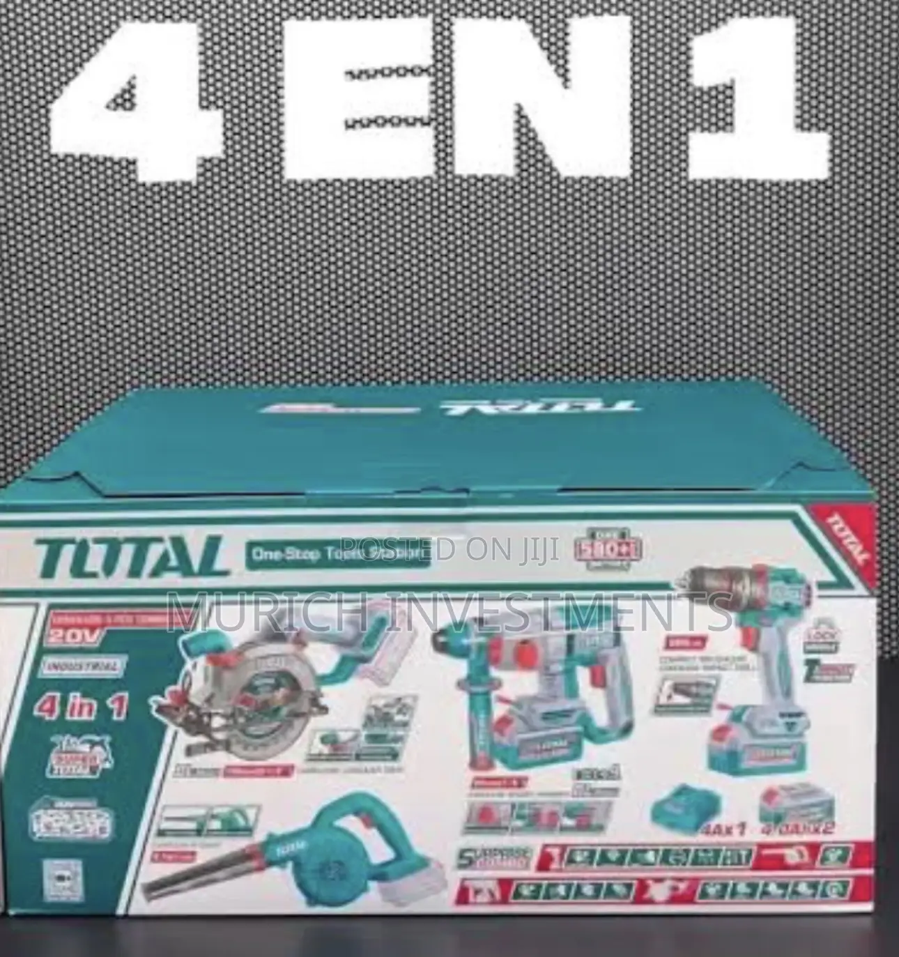 Total Cordless 4-in-1 Power Tool Combo Kit – 20v
