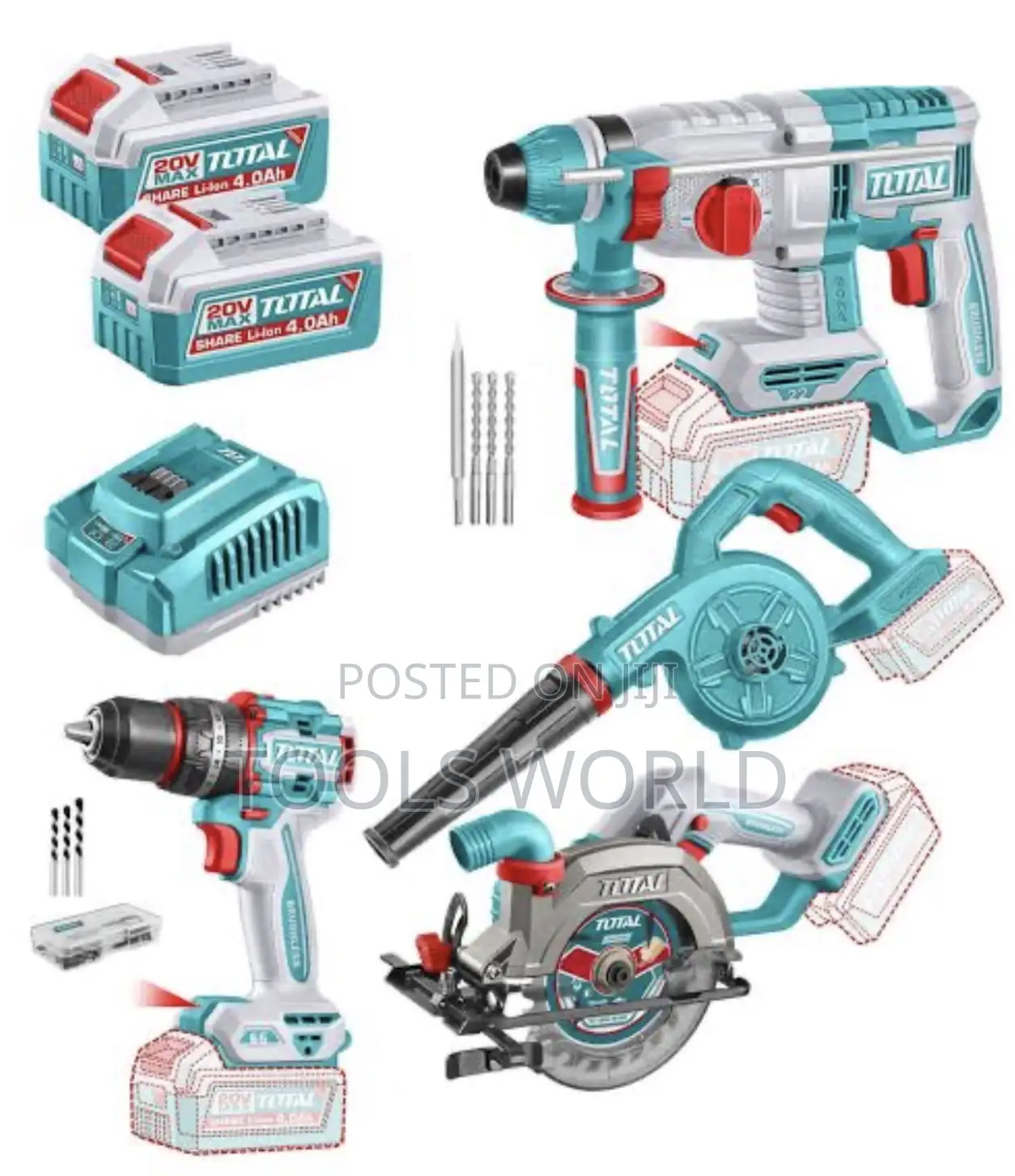 Total Cordless Impact Drill, Rotary Hammer, Circular Saw Air Blower