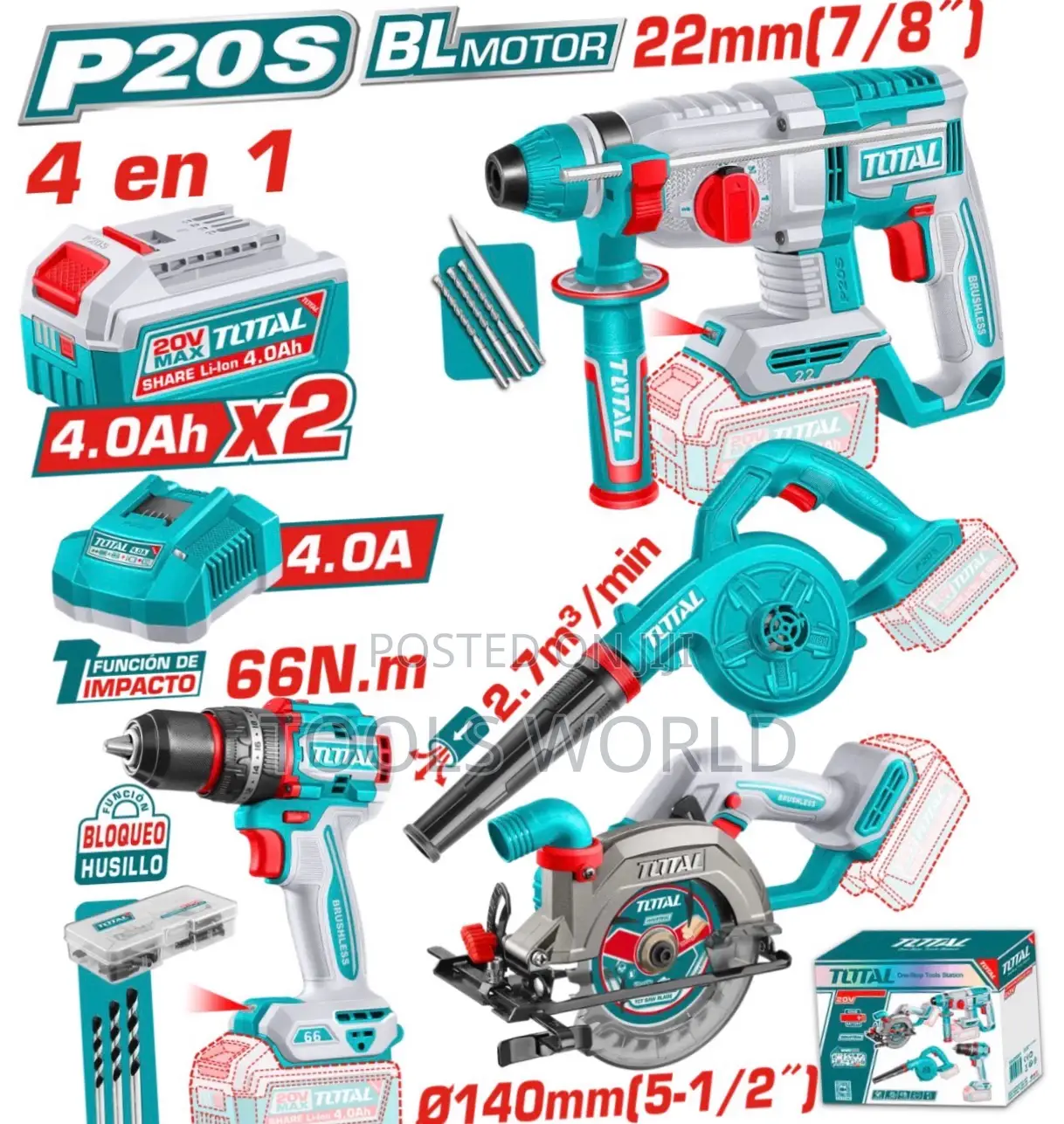 Total Cordless Impact Drill, Rotary Hammer, Circular Saw Air Blower