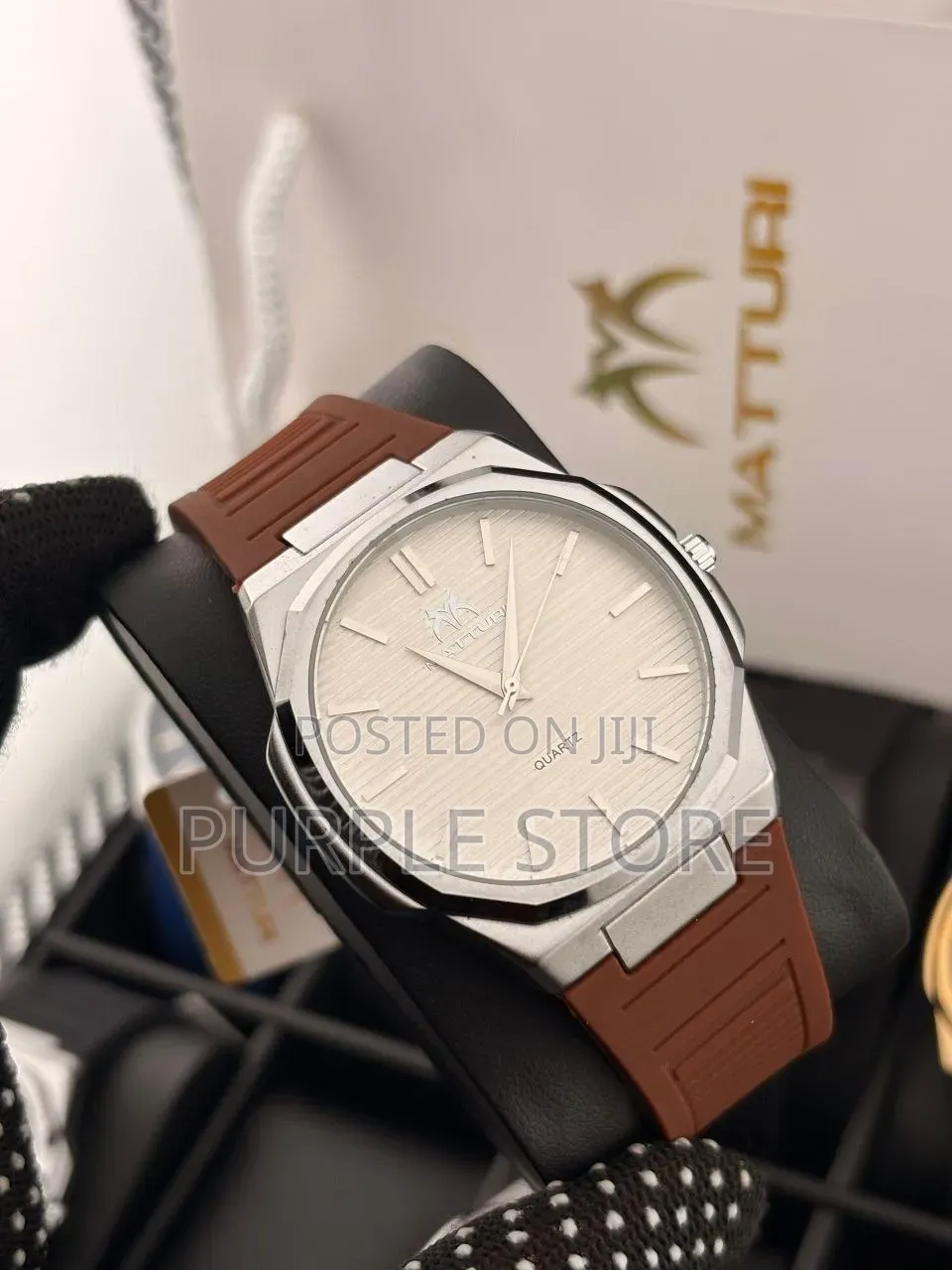 Matturi Rubber Strap Quality Watches Well Packaged Box and Bag